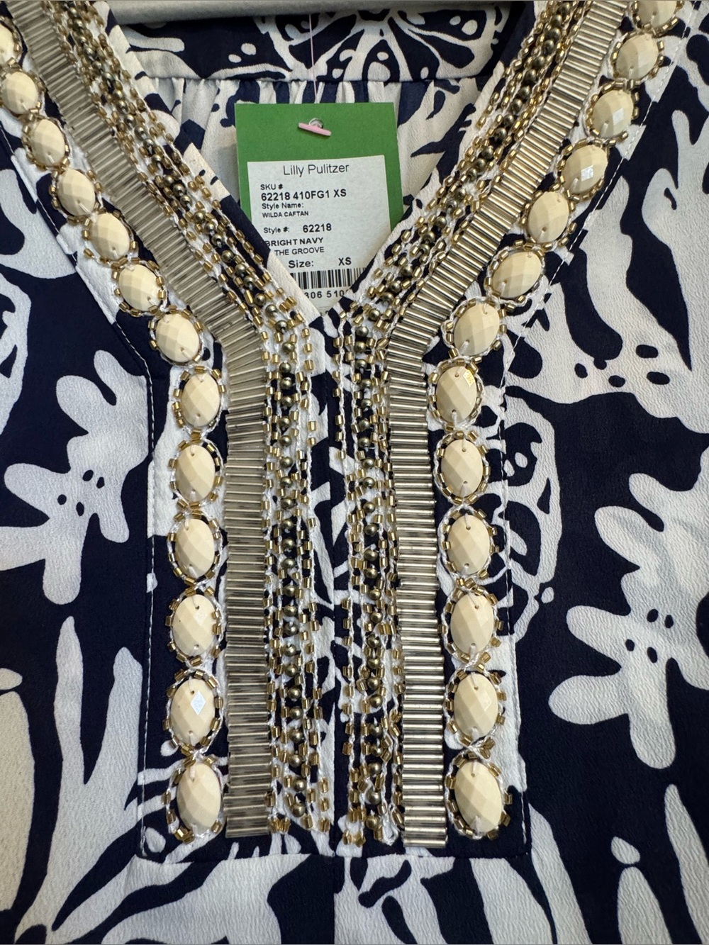 NWT Lilly Pulitzer Bright Navy In The Groove Wilda Caftan